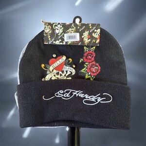Ed Hardy Black Beanie & Gray Beanie 2pk. Brand new.